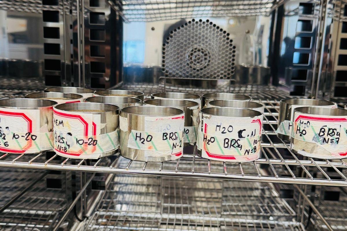 Sample stored in oven for further lab work
