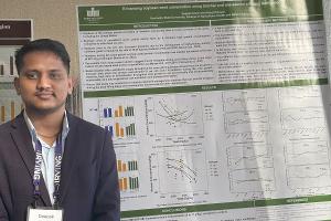 Deepak with his poster in ASA Southern Retional Meeting 2025