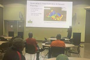 Lalit talking about the aerial phenotyping in Agriculture in KYSU Third Thursday Things 2025