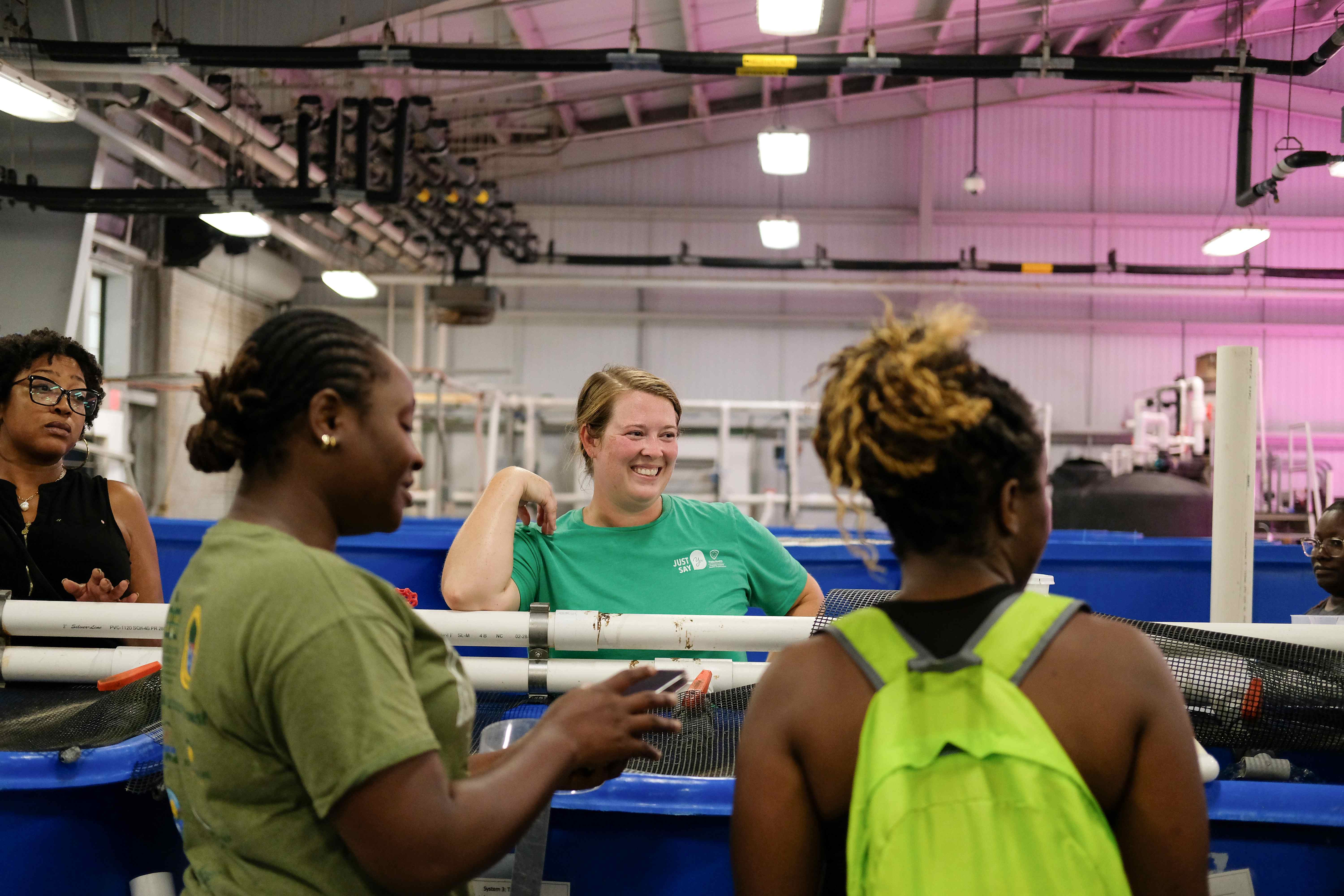 KSU staff and participants during tour of Aquaculture Center.