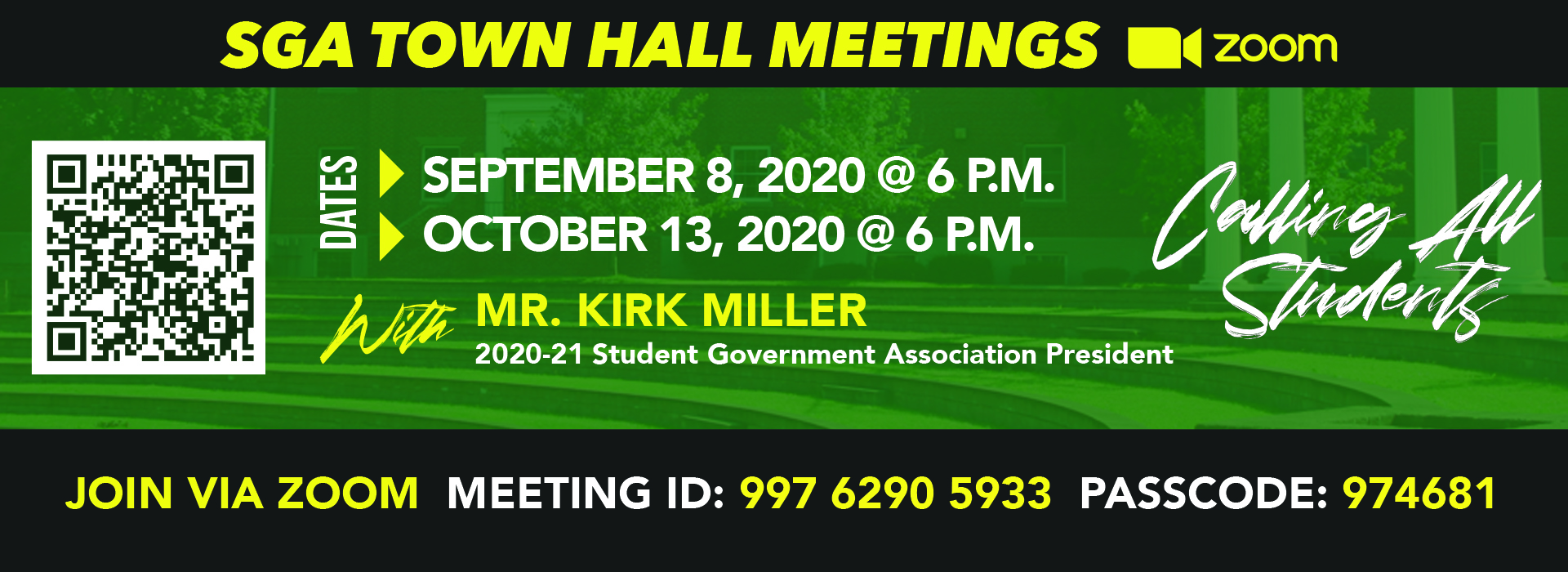 SGA Town Hall meeting flyer
